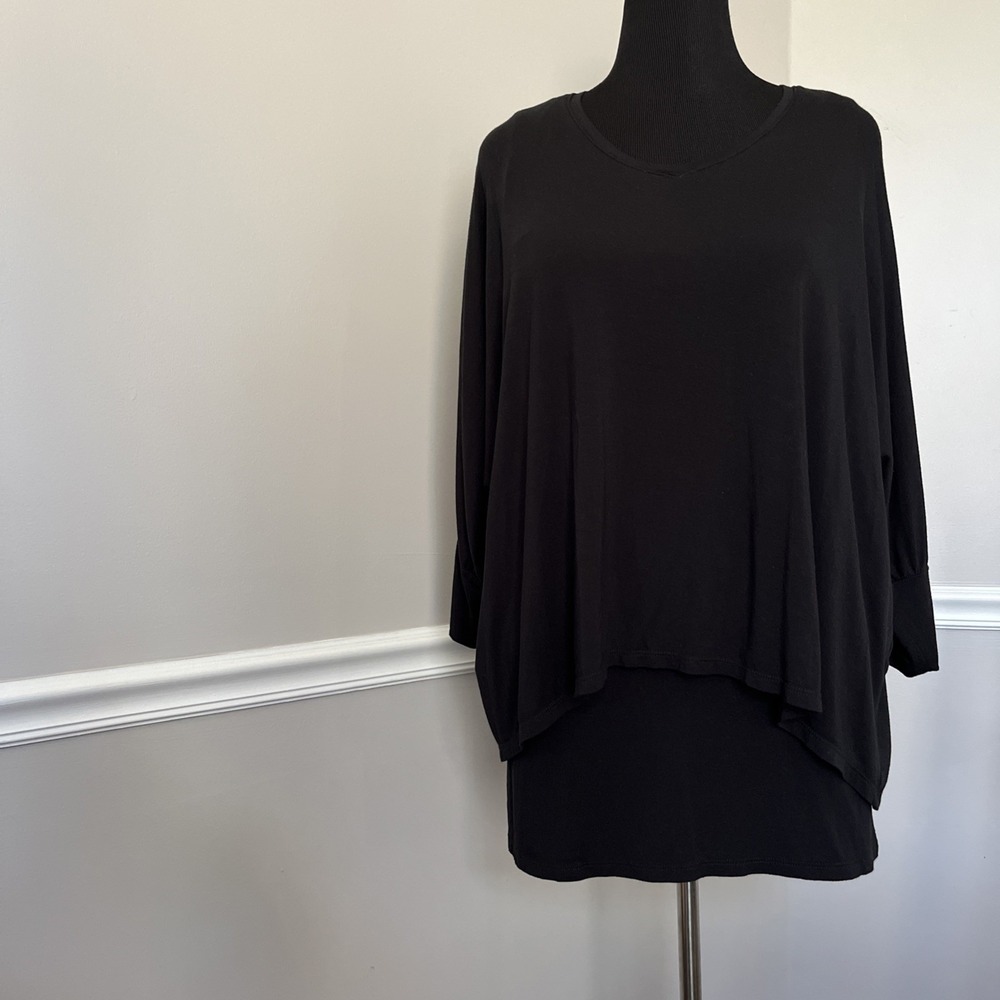 Soft Surroundings Black Sheath Dress Large 12/14‎ Pullover Layered Whimisigoth